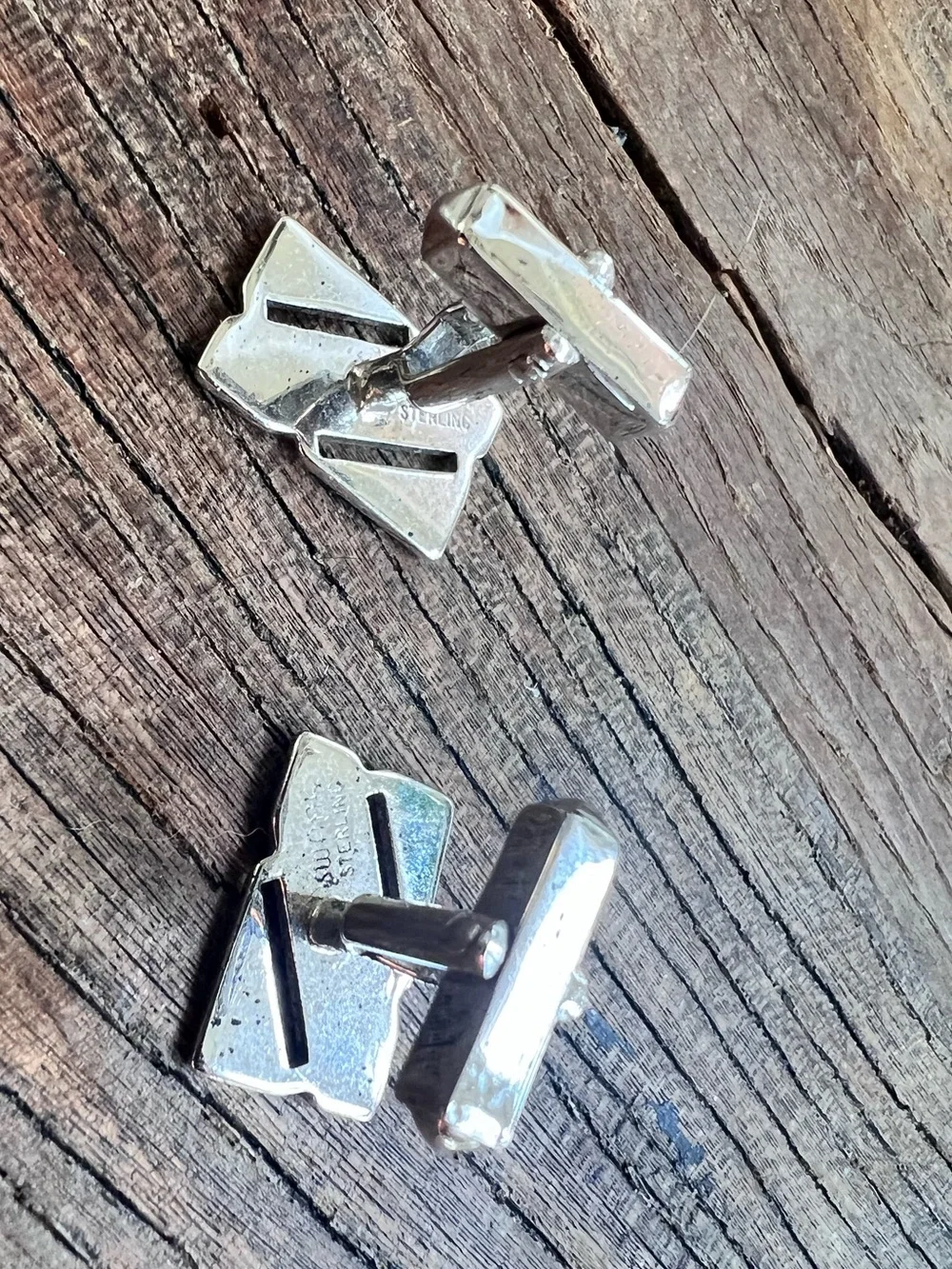 Sterling Silver Geometric Swank cuff links